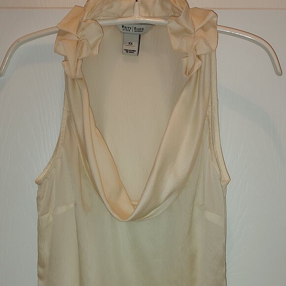 WHITE HOUSE BLACK MARKET BLOUSE SILK COWL DRAPED RUFFLED NECK IVORY XS - Picture 1 of 9